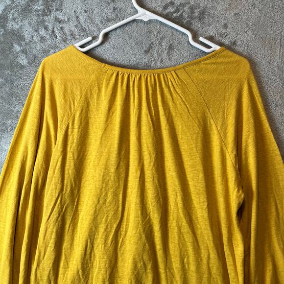 Chicos Women's Shirt Sz 2 Large Bell Sleeve Yellow Linen Blend Pleated New - Picture 2 of 7